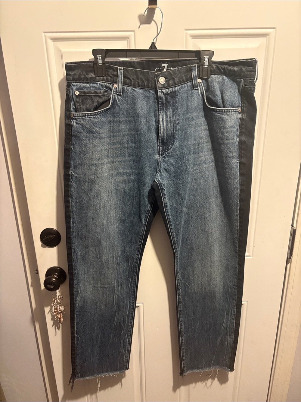 7 For All Mankind Blue Denim Jeans with Black Back Panels